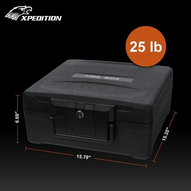 Alt view image 6 of 7 - Fireproof Document Box with Key Lock Large Portable Fire Safe for Home Documents Waterproof & Fire Resistant Lock Box with Ergonomic Handle, 1 Hour at 1700°F, 72 Hours Waterproof