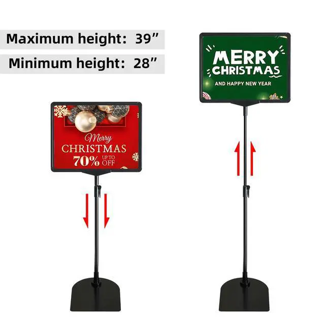 Alt view image 3 of 6 - Sign Holder, 8.5 x 11 Inch Sign Stand with Adjustable Height Snap Open, Reusable Sign Stands for Display Advertising Business Signage, Vertical and Horizontal Two View Modes (Black, 10 Pack)