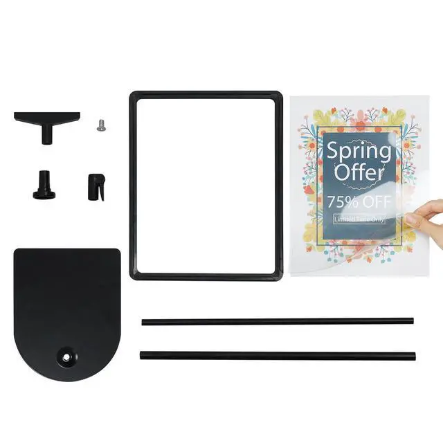 Alt view image 5 of 6 - Sign Holder, 8.5 x 11 Inch Sign Stand with Adjustable Height Snap Open, Reusable Sign Stands for Display Advertising Business Signage, Vertical and Horizontal Two View Modes (Black, 10 Pack)