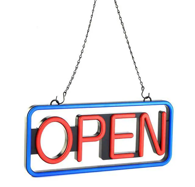 Alt view image 2 of 7 - BritTech 21'' x 10'' Ultra Bright LED Neon Open Sign - Remote Controlled - Blue/Red - Get Your Business Seen Day or Night