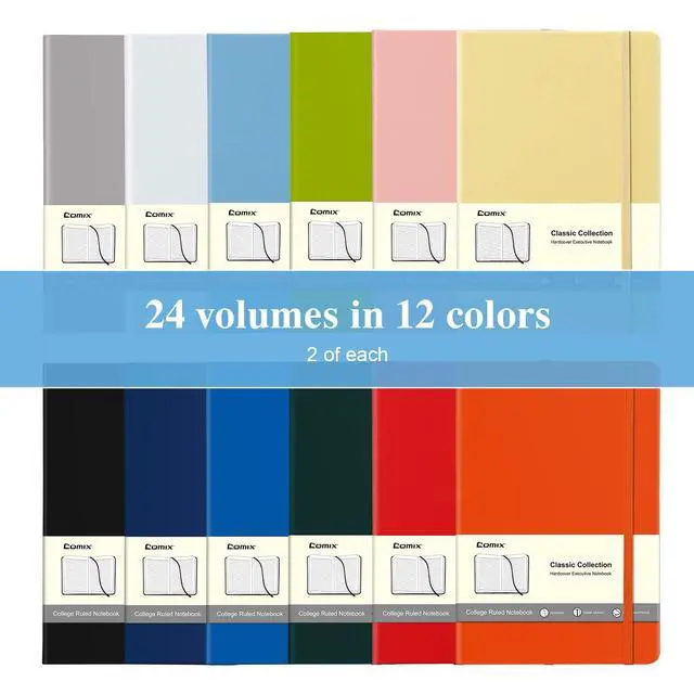 Alt view image 2 of 7 - 24 Pack Lined Journal Notebooks for Work, 240 Pages, Medium 5.5" x 8.3", A5 Hardcover Journaling Notebooks for Business School Office, Notebooks Journals for Women & Men
