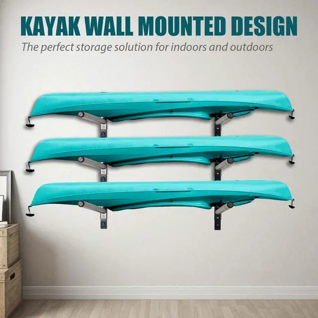 Alt view image 6 of 6 - Kayak Storage Rack, Adjustable Wall Mount Kayak Racks for Garage and Outdoor Storage, Heavy Duty Weight Capacity, 2 Level / 3 Level / 4 Level