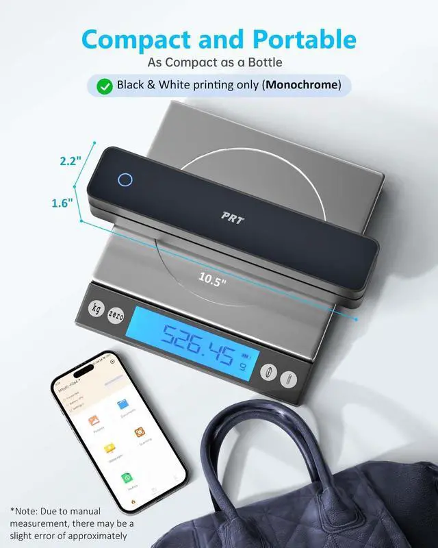 Alt view image 3 of 6 - MT610 Inkless Portable Printer Wireless Thermal Mobile Printers with Carry Case & 200 Sheets Paper, Supports 8.5"x11" US Letter & A4, Bluetooth Travel Printer for Laptop, iOS & Android, Black