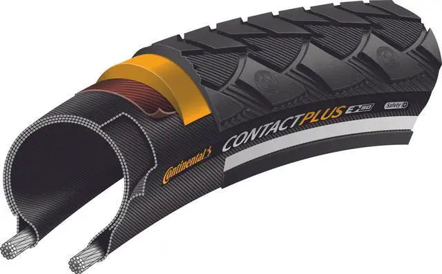 Alt view image 3 of 3 - Contact Plus tire - clincher, wire, black/Reflex, SafetyPlus Breaker, E50, 26", 650b, 700 and 700b sizes