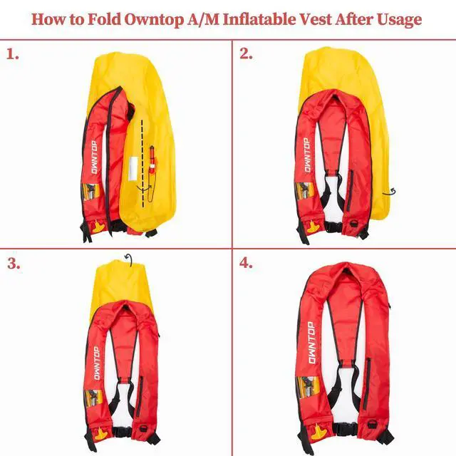 Alt view image 3 of 7 - Automatic/Manual Inflatable Vest, Manual Convertible Option, Low Profile, Zipper Closure, Inflatable Fishing Jacket for Kayaking, Boating and Fishing, 24g CO2 Cylinder Included