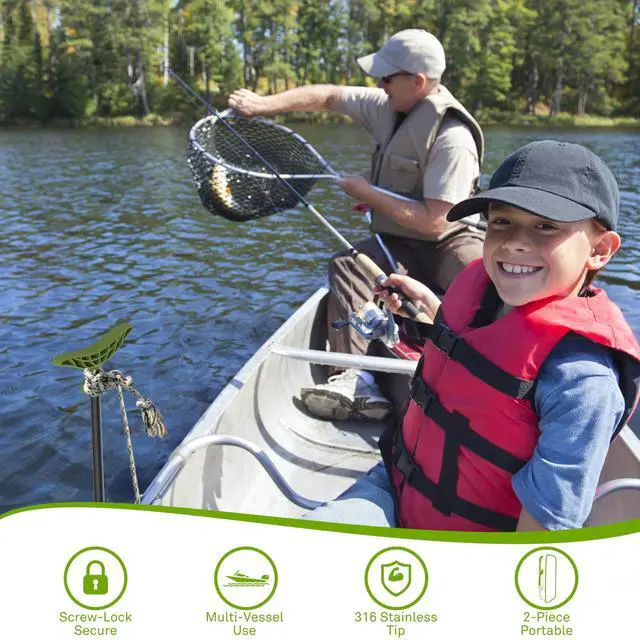 Alt view image 6 of 7 - 8.63ft/12.3ft Shallow Water Anchor Pole, Fiberglass Push Poles for Boat with T-Handle & 316 Stainless Tip, Corrosion-Resistant Sand Anchor for Beach Kayak, Gloves Included