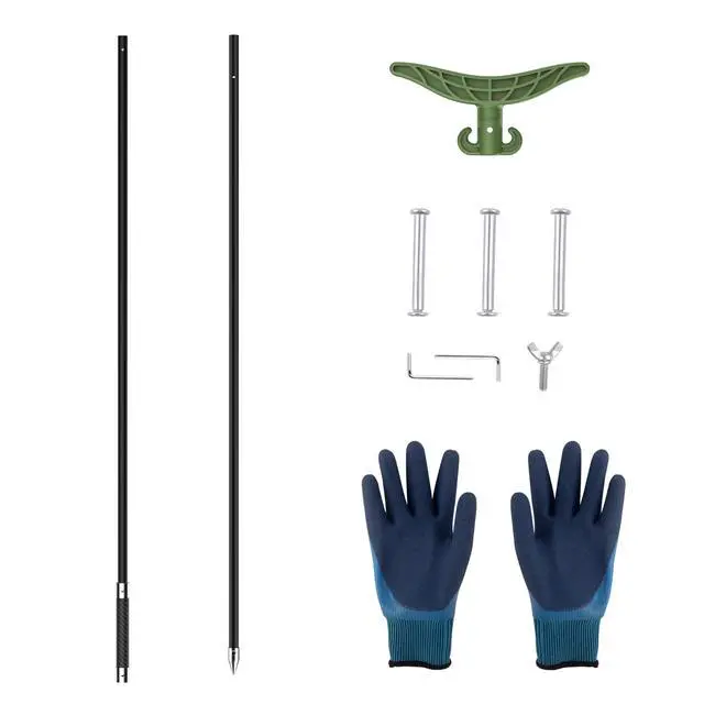 Alt view image 7 of 7 - 8.63ft/12.3ft Shallow Water Anchor Pole, Fiberglass Push Poles for Boat with T-Handle & 316 Stainless Tip, Corrosion-Resistant Sand Anchor for Beach Kayak, Gloves Included