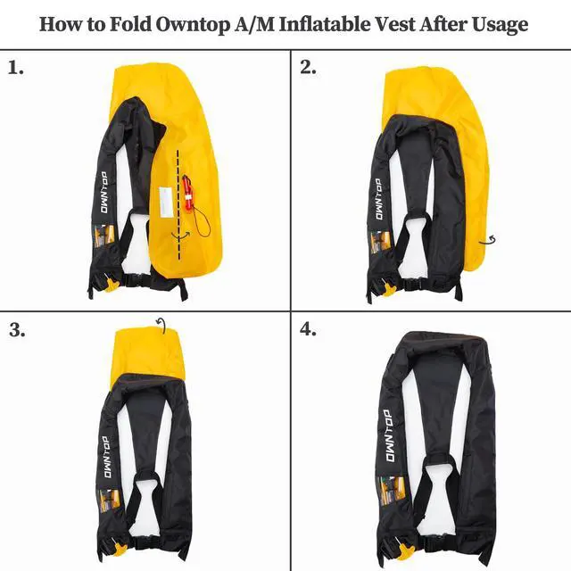 Alt view image 7 of 7 - Automatic/Manual Inflatable Vest, Manual Convertible Option, Low Profile, Zipper Closure, Inflatable Fishing Jacket for Kayaking, Boating and Fishing, 24g CO2 Cylinder Included