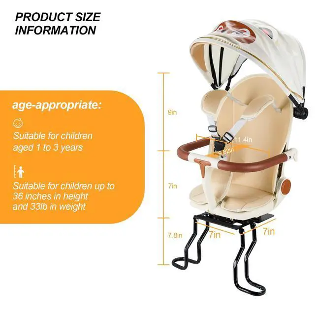 Alt view image 3 of 7 - Rear Child Bike Seat,Rear Mounted Child Bike Seats,Back Mount Child Seat with Back Rest Armrest Foot Pedals,Width Adjustable Bicycle Rear Seat,Fits All Bicycle Rear Frames