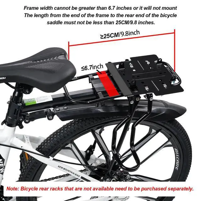 Alt view image 5 of 7 - Rear Child Bike Seat,Rear Mounted Child Bike Seats,Back Mount Child Seat with Back Rest Armrest Foot Pedals,Width Adjustable Bicycle Rear Seat,Fits All Bicycle Rear Frames