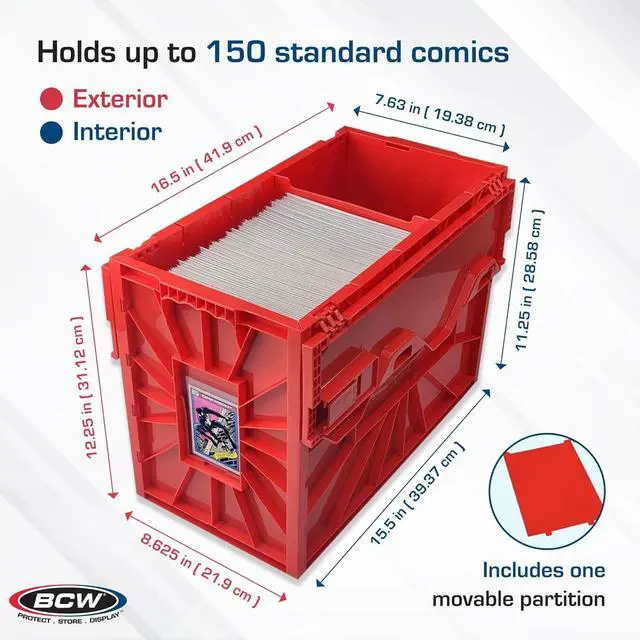 Alt view image 4 of 7 - Red & Blue Short Comic Bin Set | Plastic Comic Book Box Storage | Color-Coded Organization for Comics