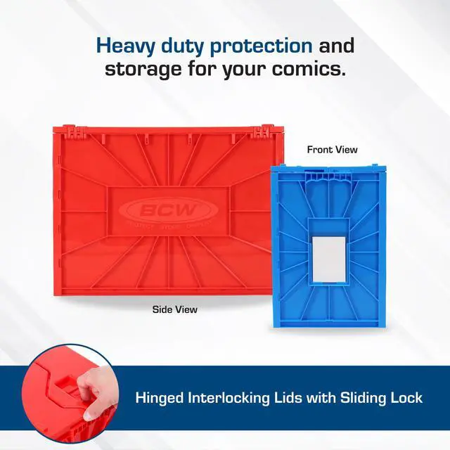 Alt view image 3 of 7 - Red & Blue Short Comic Bin Set | Plastic Comic Book Box Storage | Color-Coded Organization for Comics