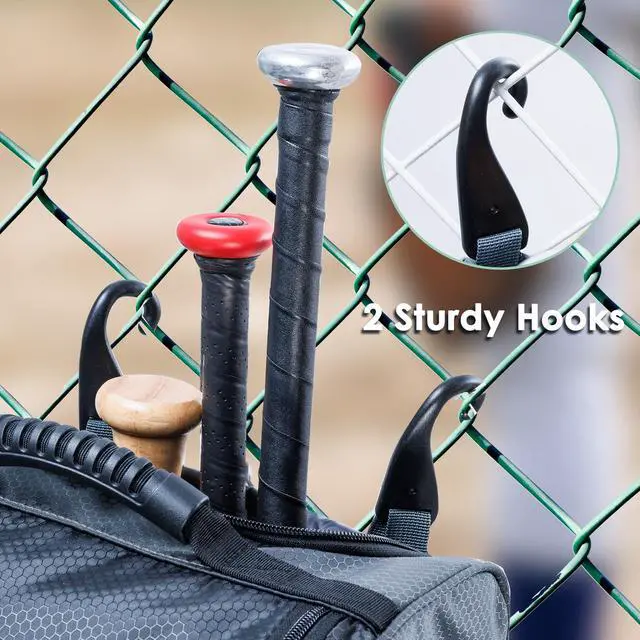 Alt view image 4 of 6 - Rolling Baseball Bag With Wheels, Seperate Shoe Compartment and Fence Hook - Large Softball Bag for T-Ball - Team Equipment Duffle Bag - Catcher Gear Bag for Boys 8-12, Youth, Adults