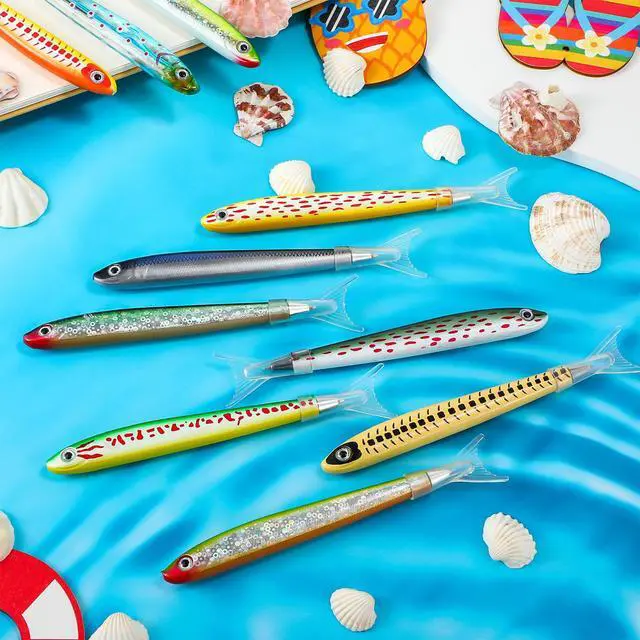 Alt view image 3 of 7 - 80 Pack Fish Pen Favors Gifts Cute Fishing Party Decorations Creative Glitter Ballpoint Pens for Adults Office Birthday Themed Party Decor