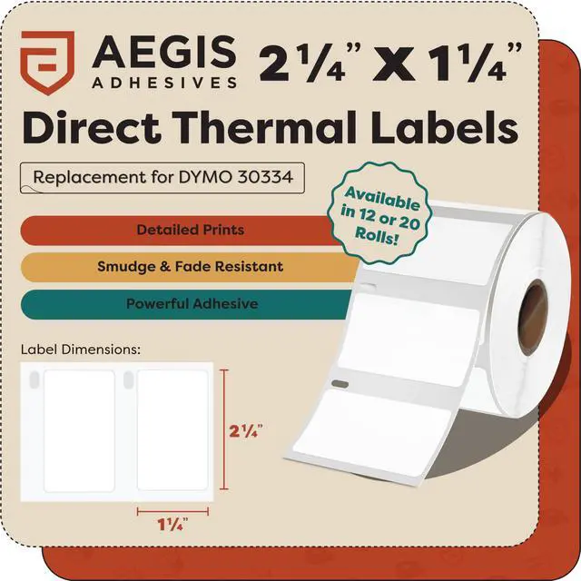 Alt view image 2 of 7 - Replacement for DYMO 30334 (20 Rolls, 20000 Labels) 2 1/4" X 1 1/4" Direct Thermal UPC Barcode and SKU Labels - Compatible with LabelWriter 450, 450 Turbo, 4XL (NOT 550, 5XL)
