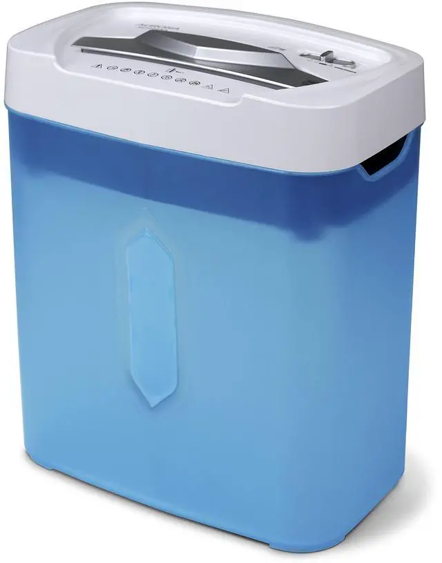 Main image of AU1232XA Anti-Jam 12-Sheet Crosscut Paper/Credit Card Shredder with 5.2-Gallon Wastebasket (White/Semi Translucent Blue)