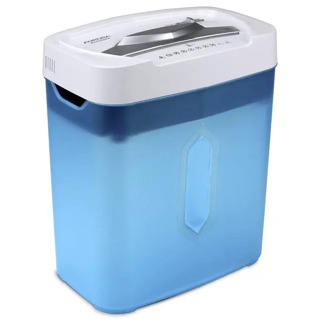 Alt view image 7 of 7 - AU1232XA Anti-Jam 12-Sheet Crosscut Paper/Credit Card Shredder with 5.2-Gallon Wastebasket (White/Semi Translucent Blue)