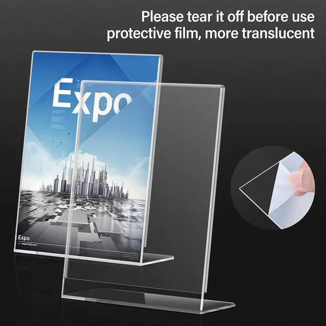 Alt view image 2 of 7 - Acrylic Sign Holder 8.5 x 11, Slant Back Display Stand, Clear Frames Plastic Sign Holder for Store, Restaurant (24 Pack)
