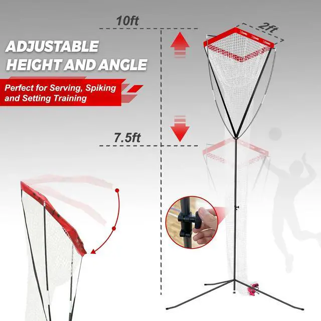 Alt view image 4 of 6 - Volleyball Setter Spike Trainer, Adjustable Height Solo Practice Equipment for Setting, Spiking, Hitting, Serving, Easy Ball Reload, Heavy Duty Stable Base for Indoor & Outdoor Training
