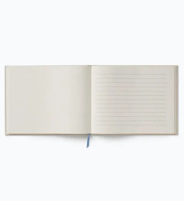 Alt view image 5 of 6 - Home Sweet Home Embroidered Fabric Guest Book, Hard Cover Wrapped in Book Cloth & Ribbon Bookmark, (144 Ruled Pages Metallic Gold Ink, 10.25" W x 8.25" L)