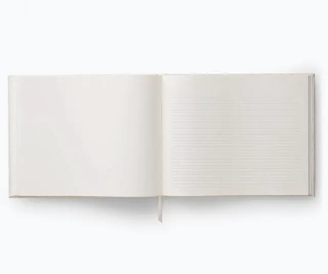 Alt view image 4 of 7 - Wildwood Embroidered Fabric Guest Book | Hard Cover Wrapped in Book Cloth & Grosgrain Ribbon Bookmark, (Lay-Flat Binding, 144 Ruled Pages with Metallic Gold Ink, 8" L x 5.75" W)
