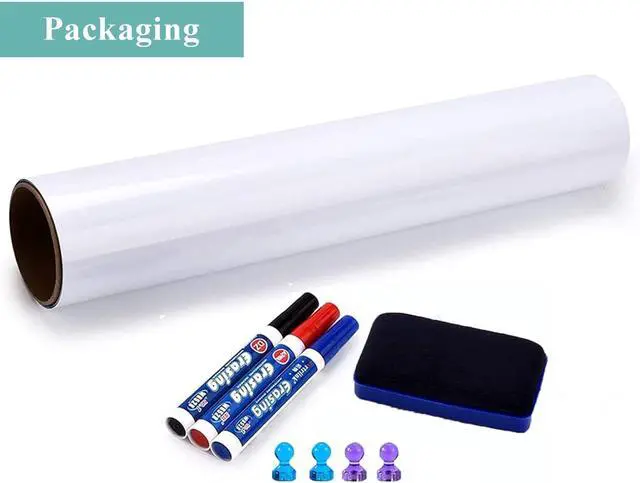 Alt view image 4 of 6 - White Board Adhesive Contact Paper, 48" x 36" Stick on Magnetic Whiteboard Roll, Dry Erase Board for Wall, Easy to Write and Clean Magnetic Board for Kids, Office, Home, with Marker, Eraser