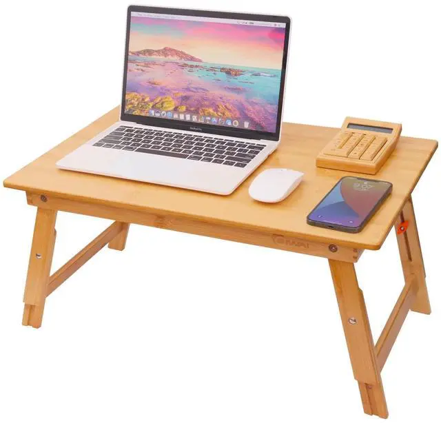 Main image of Lap Desk for Bed, Bed Desk Bed Table Tary, Low Desk Table, Folding Floor Table, Adjustable Height, Portable Foldable Picnic Desk,Serving Breakfast Coffee in Bed Couch Floor.Bamboo