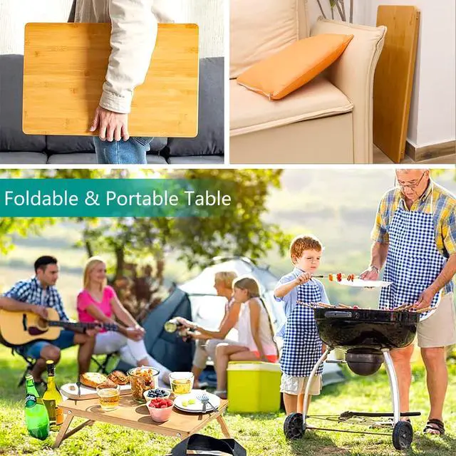 Alt view image 4 of 6 - Lap Desk for Bed, Bed Desk Bed Table Tary, Low Desk Table, Folding Floor Table, Adjustable Height, Portable Foldable Picnic Desk,Serving Breakfast Coffee in Bed Couch Floor.Bamboo