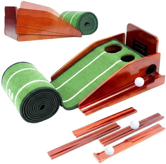 Main image of Golf Putting Green Indoor - Practice Uphill Putts, 3-Level Adjustable Incline, Auto Ball Return and Foldable Solid Wood Base, Golf Training Aid for Home, Office, Backyard - Golf Putting Mat