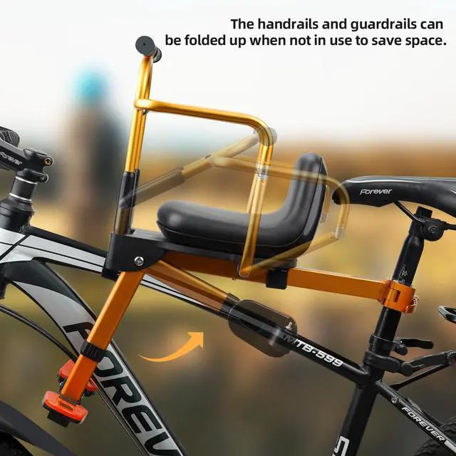 Alt view image 3 of 6 - Front Child Bike Seat,Foldable Front Mounted Kids with Backrest and Footrest, Child Bicycle Seat Design for Adult Bicycles,Mountain Bike