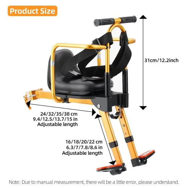 Alt view image 5 of 6 - Front Child Bike Seat,Foldable Front Mounted Kids with Backrest and Footrest, Child Bicycle Seat Design for Adult Bicycles,Mountain Bike