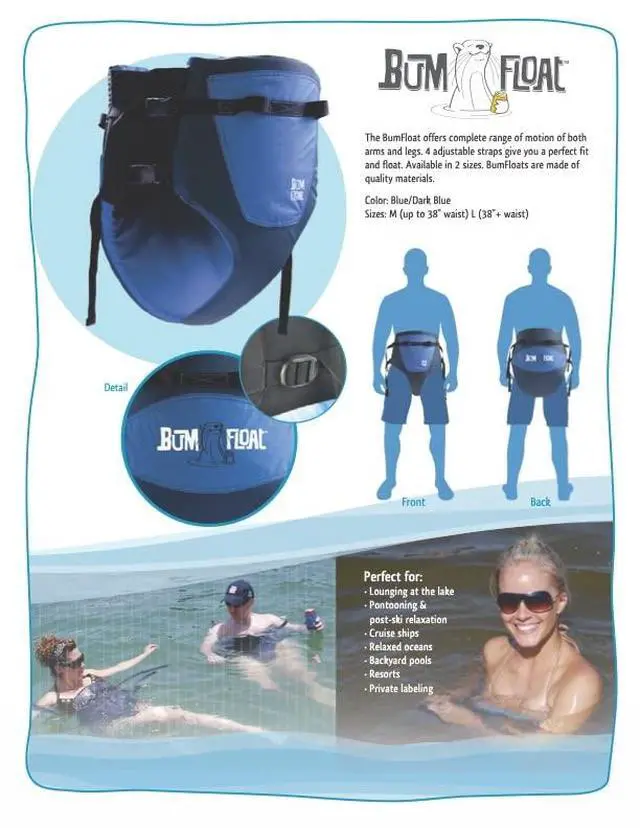 Alt view image 4 of 5 - Floating Pants - Hands Free Recreational Floatation Device - Wearable Adult Water Float for Lakes & Pools - Floaty Bottom with Adjustable Straps - 1 Pack