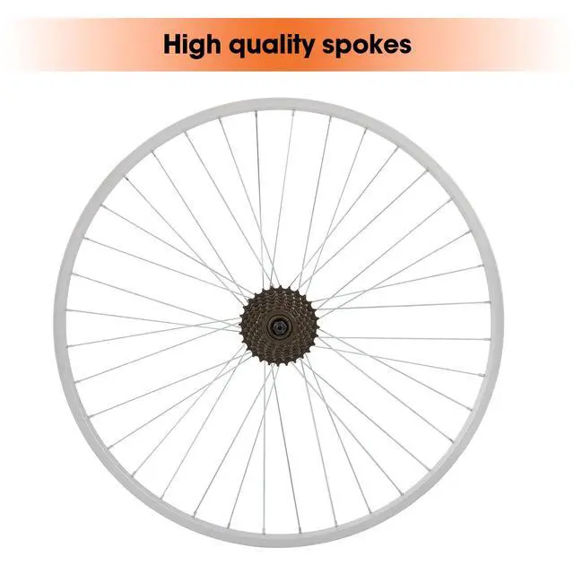 Alt view image 6 of 6 - Hiland 26" 27.5" 28" x1.75" Alloy Bike Rim for 1.75 to 2.215" Wide Tire, Front & Rear Wheels with 7 Speeds Freewheel, Disc Brake Compatible, Bolt On Axle, Wheelset Accessories for MTB Cruiser Bicycle