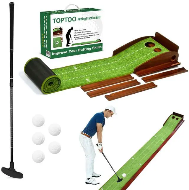 Main image of Golf Putting Mat, Practice Golf Putting Green Training Aid for Indoor, Outdoor at Home, Office, Backyard with Putter and Balls 9.84 ft