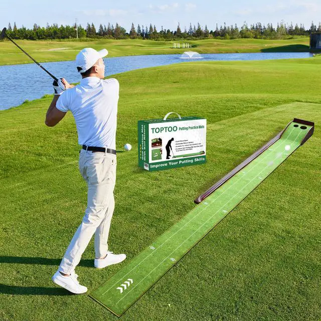 Alt view image 7 of 7 - Golf Putting Mat, Practice Golf Putting Green Training Aid for Indoor, Outdoor at Home, Office, Backyard with Putter and Balls 9.84 ft