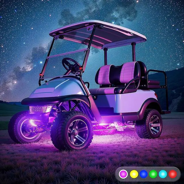 Alt view image 5 of 7 - 2PCS Golf Cart Underglow LED Light Kit, Underbody RGB Strip Lights, 24-Mode Neon Accent Lighting, Music Sync, Wireless Remote, IP67 Waterproof, 12V-80V Input for EZGO Yamaha Club Car