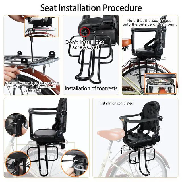 Alt view image 6 of 7 - Rear Child Bike Seat, Rear Kid Bike Seat, Toddler Bike Seat for Adult Bikes for Baby Ages 6 Months to 6 Years