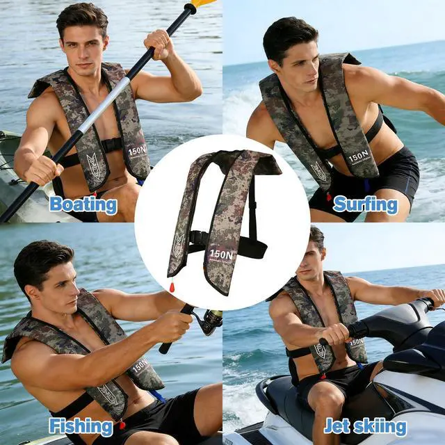 Alt view image 7 of 7 - Inflatable Life-Jacket for Adults| Life-Vest with Automatic/Manual Multifunctional Inflation-PFD| Lightweight & Compact Supports up to 300lbs for Kayaking Fishing Boating