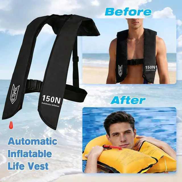 Alt view image 6 of 7 - Inflatable Life-Jacket for Adults| Life-Vest with Automatic/Manual Multifunctional Inflation-PFD| Lightweight & Compact Supports up to 300lbs for Kayaking Fishing Boating