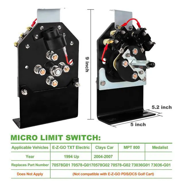 Alt view image 7 of 7 - Golf Cart Heavy Duty Forward and Reverse Switch Assembly Fits for EZGO TXT 1994 - Up, Replaces OEM# 70578-G01