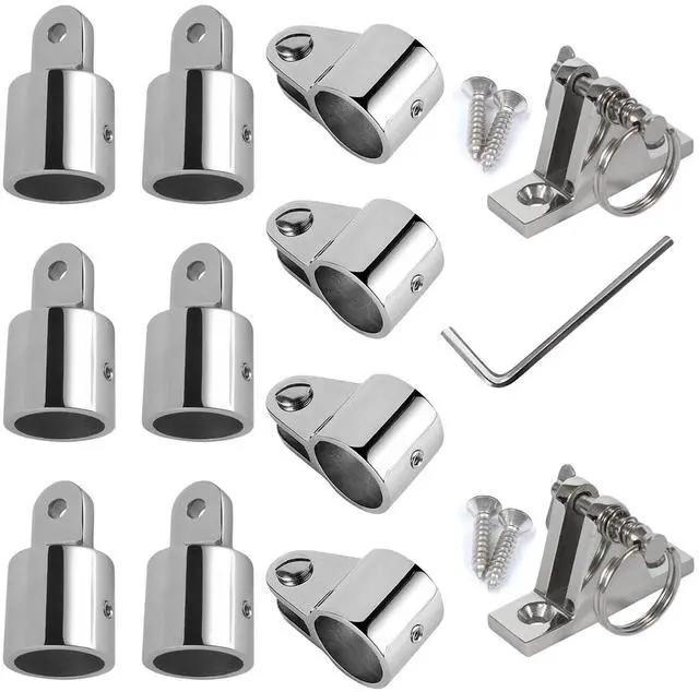 Main image of Bimini Top Hardware Kit, 12 PCS Replacement Parts Set Eye End Caps Jaw Slide Deck Hinge with Quick Release Pin 316 Stainless Steel Boat Canopy Fittings