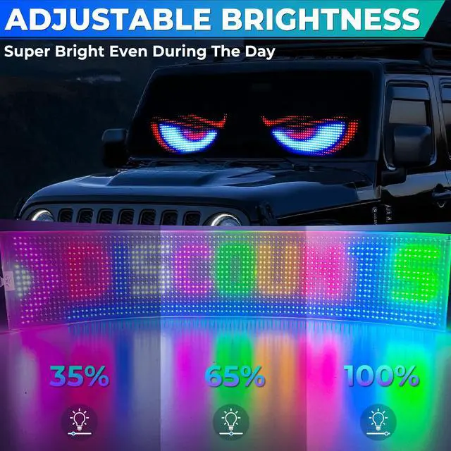 Alt view image 6 of 7 - Golf Cart Devil Eyes Light,23x5in Programmable Flexible Led Eyes for Car Windshield with App/Remote Control,High Bright DIY Animated Scrolling Electra Eyes for Golf Cart Trucks Suvs Decor