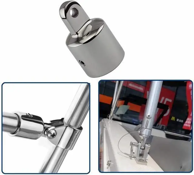 Alt view image 5 of 6 - Bimini Top Hardware Kit, 12 PCS Replacement Parts Set Eye End Caps Jaw Slide Deck Hinge with Quick Release Pin 316 Stainless Steel Boat Canopy Fittings