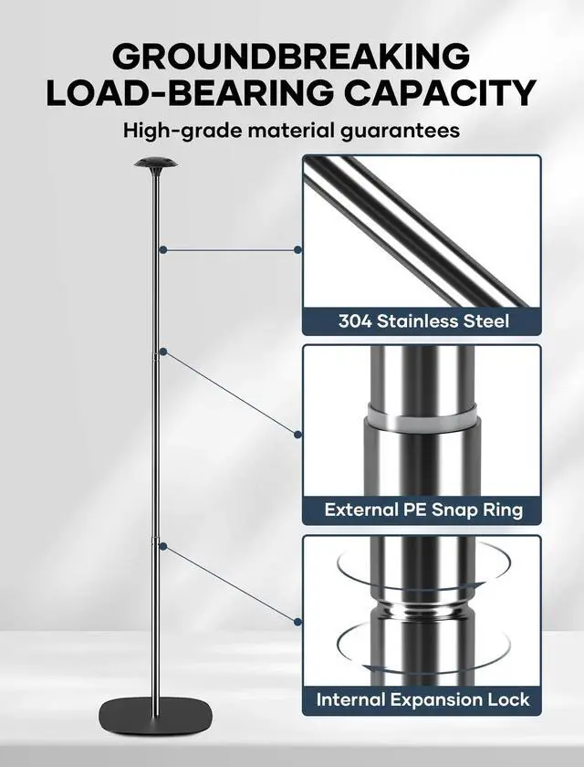 Alt view image 3 of 7 - Boat Cover Support Poles Support Systems, Height Adjustable 304 Stainless Steel Support Poles with Stable Full-Touchdown Iron Alloy Base for Jon Boat Pontoon Aluminum Boat Tarps Bimini Tops