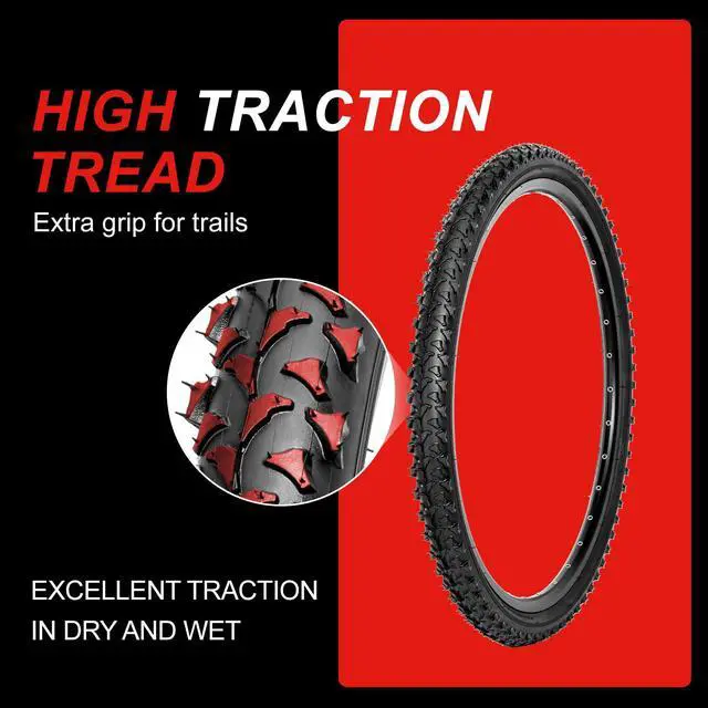 Alt view image 6 of 6 - 2 Pack 26 inch Bike Tires - 26 × 1.95 inch Folding Replacement Bicycle Tires for MTB Mountain Bike with 26 inch Schrader Valve Bike Tubes, 4 Tire Levers and 2 Rim Strips