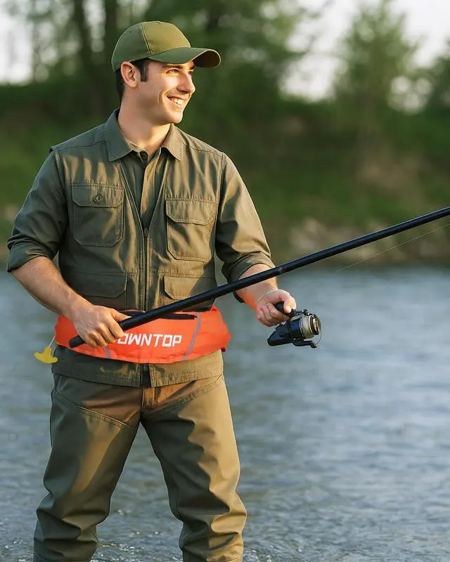 Alt view image 6 of 7 - Automatic/Manual Inflatable Swim Belt Pack, Manual Convertible Swim Jacket for Adults, 24g CO2 Cylinder Included, Low Profile for Kayak, Fishing, Paddle Sports