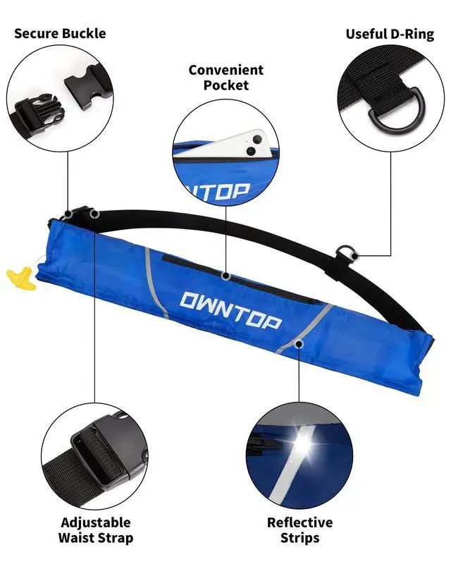 Alt view image 4 of 7 - Automatic/Manual Inflatable Swim Belt Pack, Manual Convertible Swim Jacket for Adults, 24g CO2 Cylinder Included, Low Profile for Kayak, Fishing, Paddle Sports
