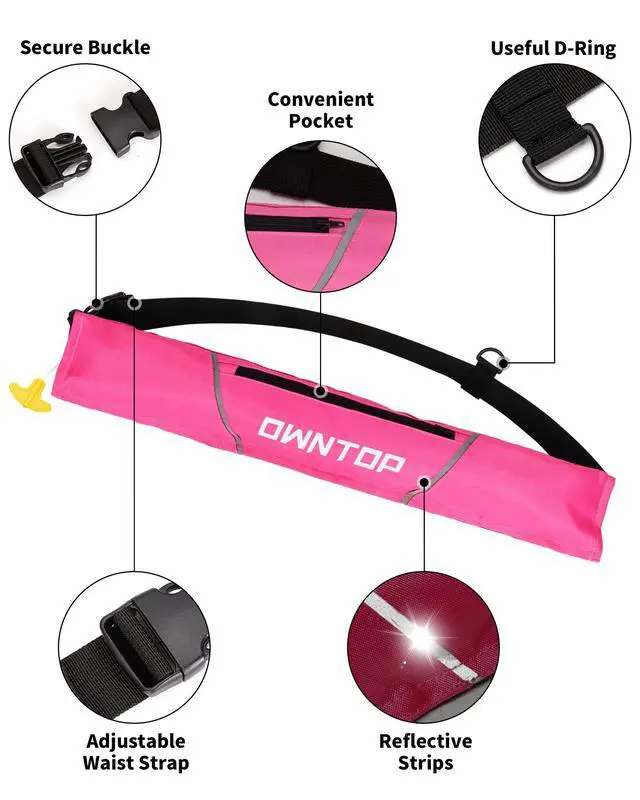 Alt view image 4 of 7 - Automatic/Manual Inflatable Swim Belt Pack, Manual Convertible Swim Jacket for Adults, 24g CO2 Cylinder Included, Low Profile for Kayak, Fishing, Paddle Sports