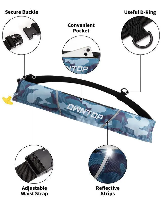 Alt view image 4 of 7 - Automatic/Manual Inflatable Swim Belt Pack, Manual Convertible Swim Jacket for Adults, 24g CO2 Cylinder Included, Low Profile for Kayak, Fishing, Paddle Sports