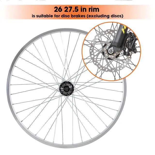 Alt view image 3 of 5 - Hiland 26" 27.5" 28" x1.75" Alloy Bike Rim for 1.75 to 2.215" Wide Tire, Front & Rear Wheels with 7 Speeds Freewheel, Disc Brake Compatible, Bolt On Axle, Wheelset Accessories for MTB Cruiser Bicycle